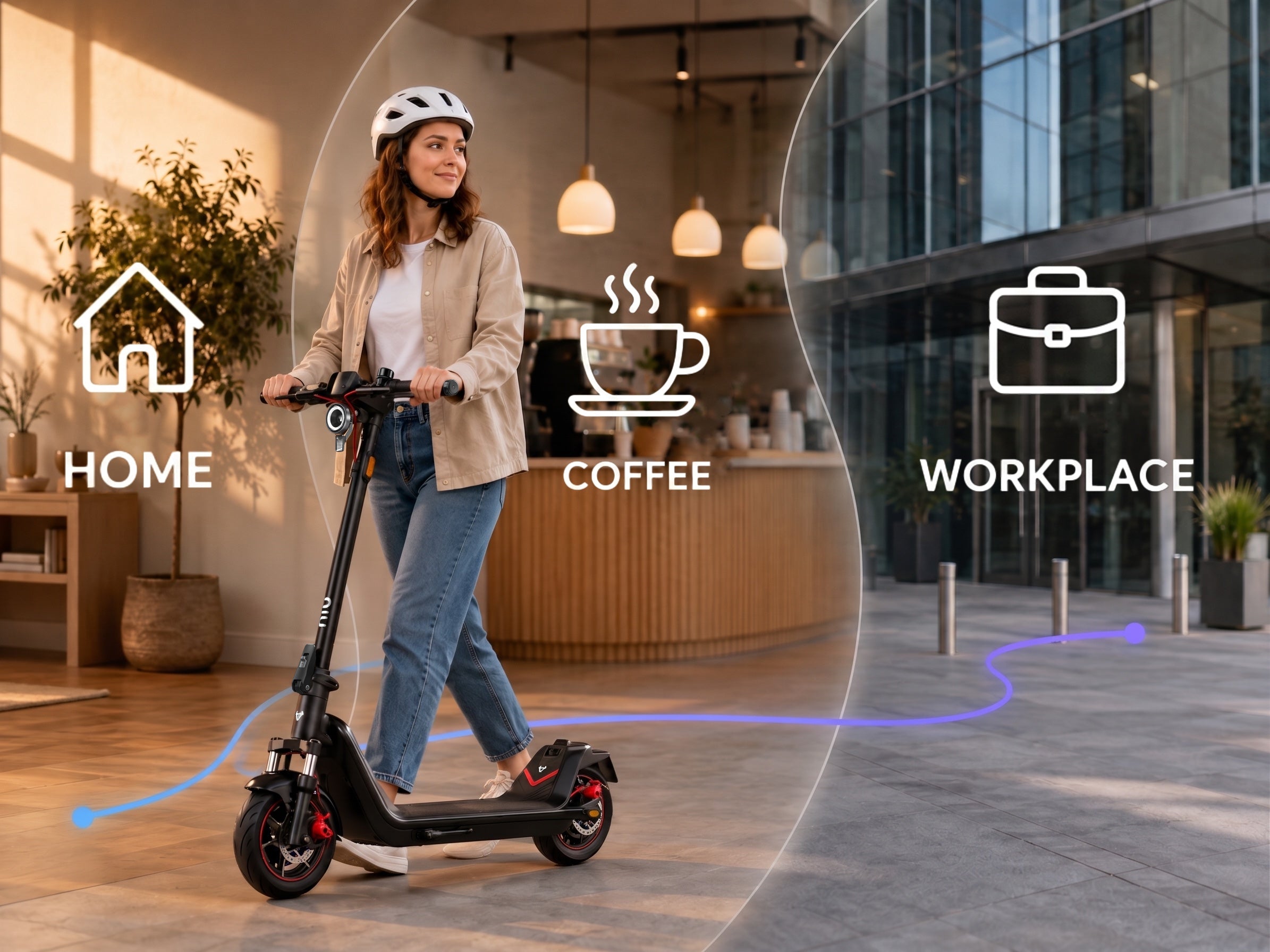 NIU electric scooter presented for everyday home, cafe and workplace mobility